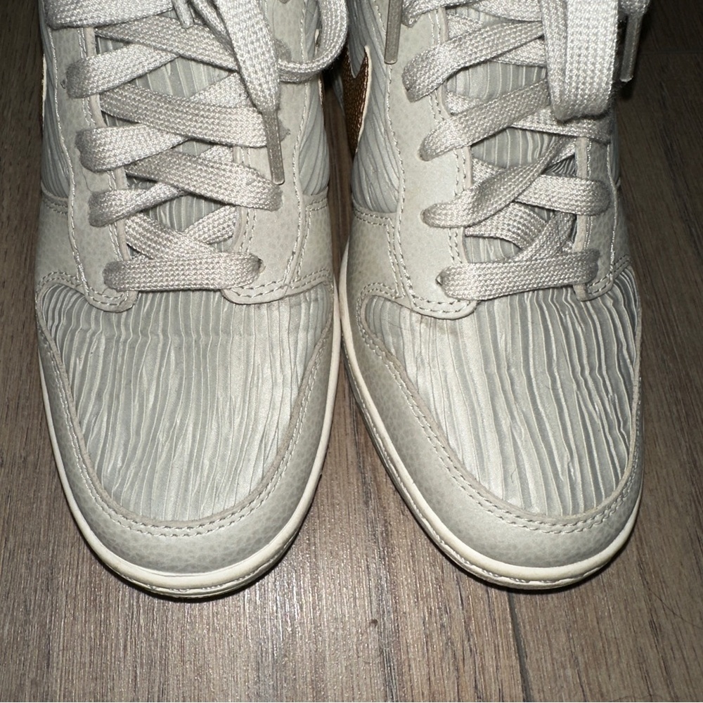 NIKE light bone gray / bronze Sky High hidden wedge sneakers 8 - Picture 3 of 10